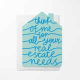 Think of me for all your real estate needs | Real Estate Greeting Cards with Envelopes Greeting Card Market Dwellings
