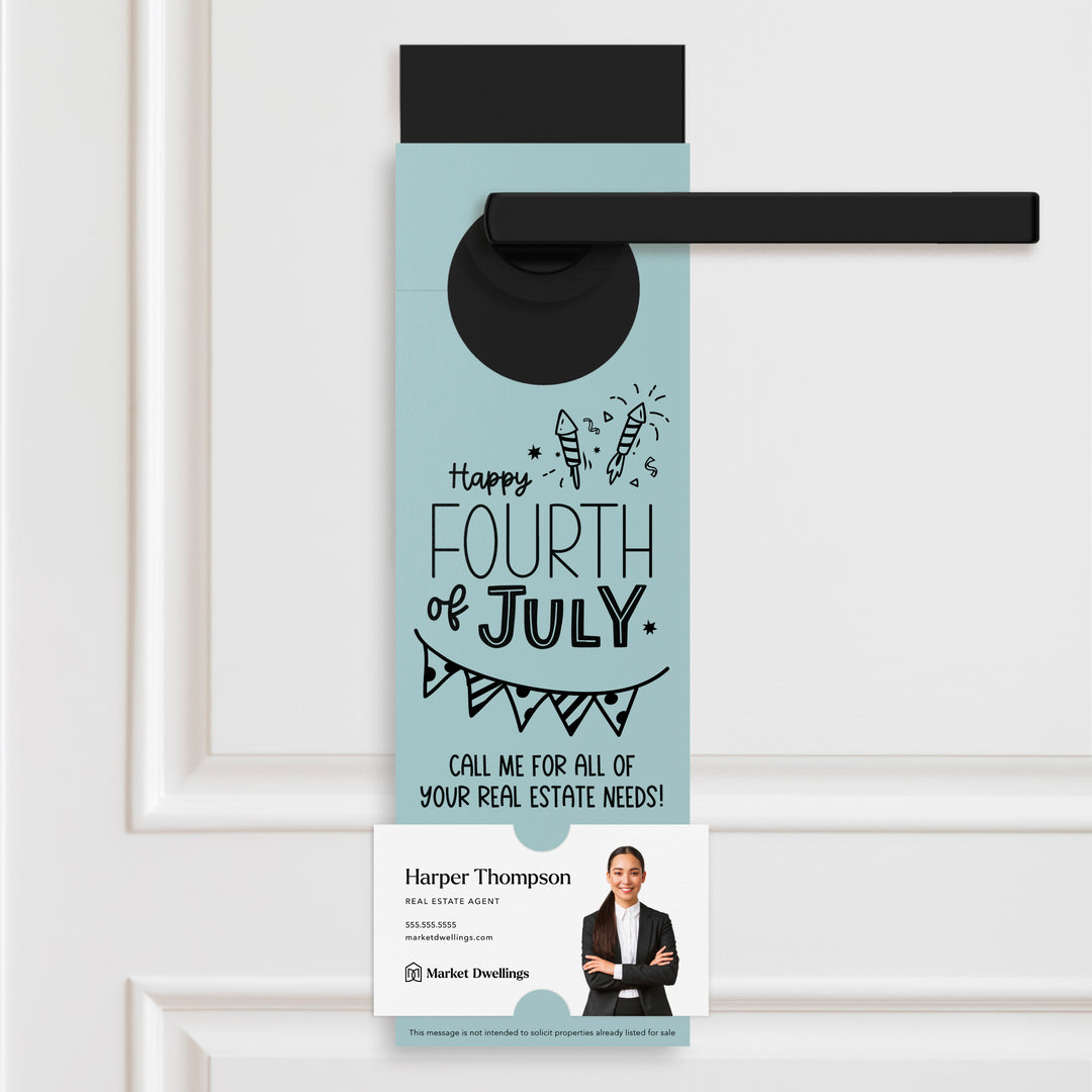 Happy Fourth of July | Real Estate Door Hangers Door Hanger Market Dwellings LIGHT BLUE