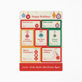 Happy Holidays, Vintage Ornaments | Gift Tag Sticker Sheets in CREAM, 7 gift tag stickers on one sheet