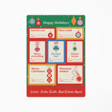 Happy Holidays, Vintage Ornaments | Gift Tag Sticker Sheets in GREEN, 7 gift tag stickers on one sheet