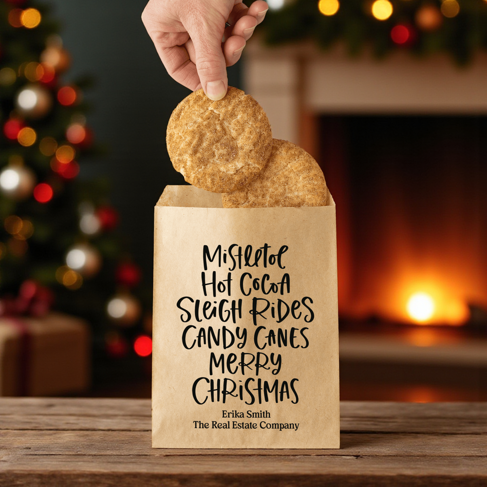 Customizable | Set of Merry Christmas Bakery Bags | 18-BB Bakery Bag Market Dwellings