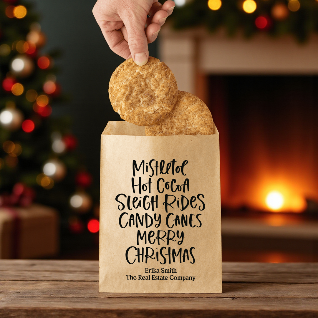 Customizable | Set of Merry Christmas Bakery Bags | 18-BB Bakery Bag Market Dwellings