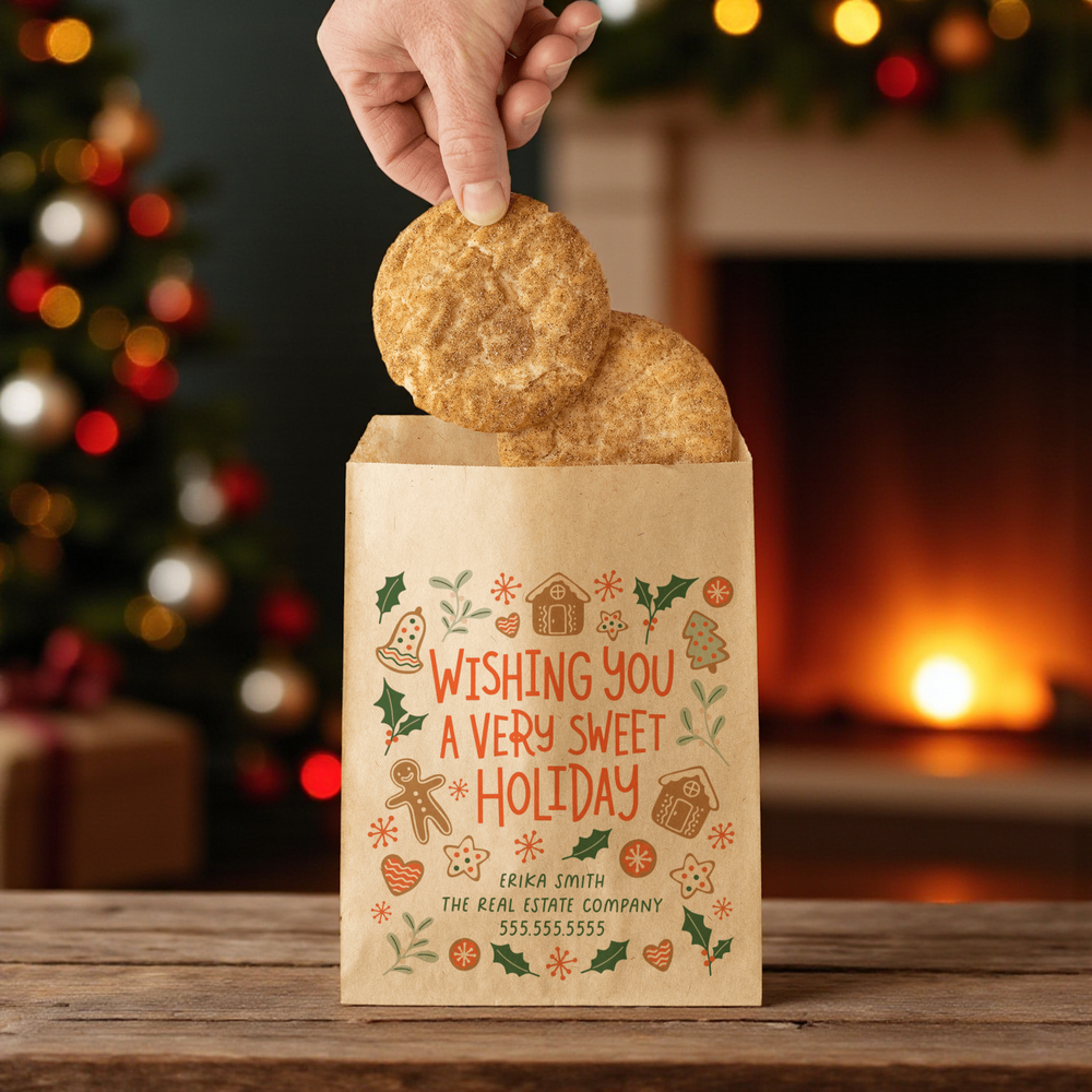Customizable | Set of Wishing You A Very Sweet Holiday Bakery Bags | 19-BB Bakery Bag Market Dwellings