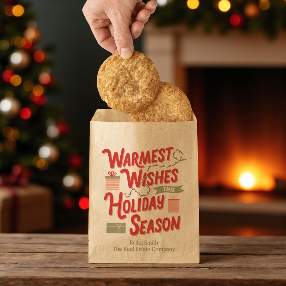 Customizable | Set of Warmest Wishes This Holiday Season Bakery Bags | 16-BB Bakery Bag Market Dwellings