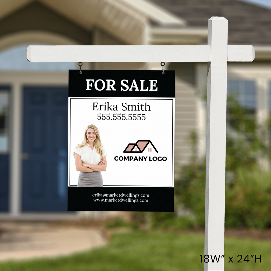 Customizable | For Sale Real Estate Sign | DSP-10 Sign Panel Market Dwellings 18in W x 24in H PVC None
