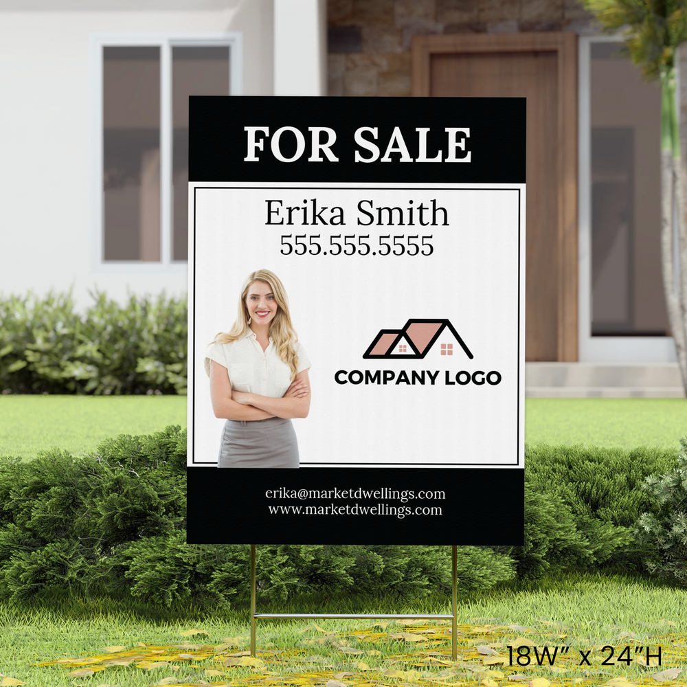 Customizable | For Sale Real Estate Sign | DSP-10 Sign Panel Market Dwellings 18in W x 24in H Corrugated Plastic None