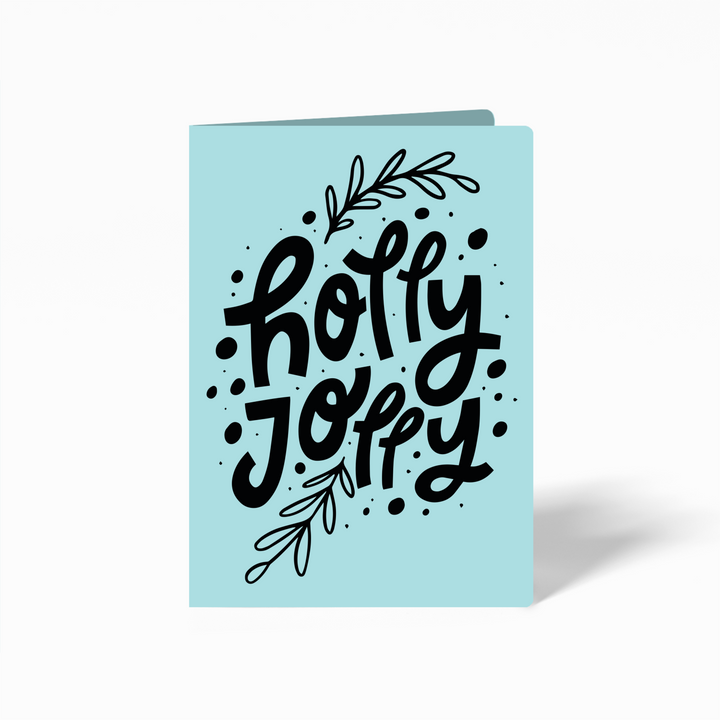 "Holly Jolly" Holiday Greeting Cards | Envelopes Included | 19-GC001 Greeting Card Market Dwellings LIGHT BLUE