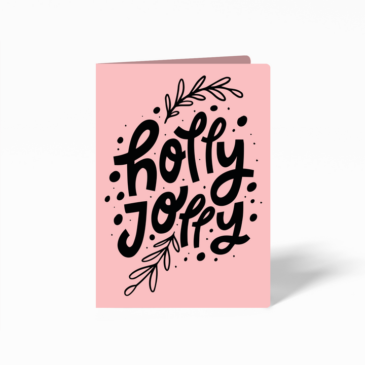 "Holly Jolly" Holiday Greeting Cards | Envelopes Included | 19-GC001 Greeting Card Market Dwellings LIGHT PINK