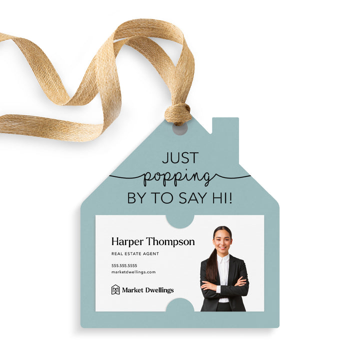 Just Popping By To Say Hi | Gift Tags Gift Tag Market Dwellings LIGHT BLUE