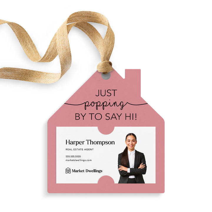 Just Popping By To Say Hi | Gift Tags Gift Tag Market Dwellings LIGHT PINK