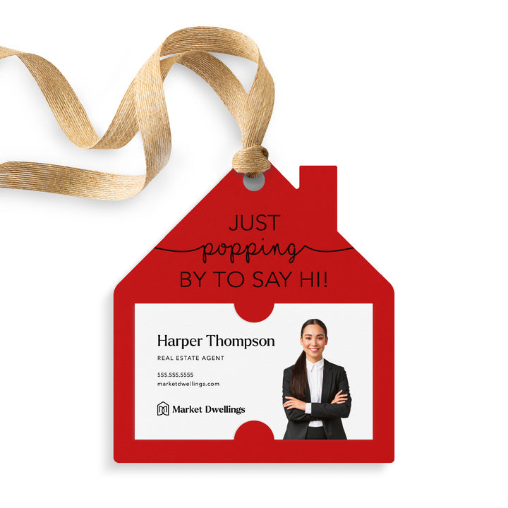 Just Popping By To Say Hi | Gift Tags Gift Tag Market Dwellings SCARLET