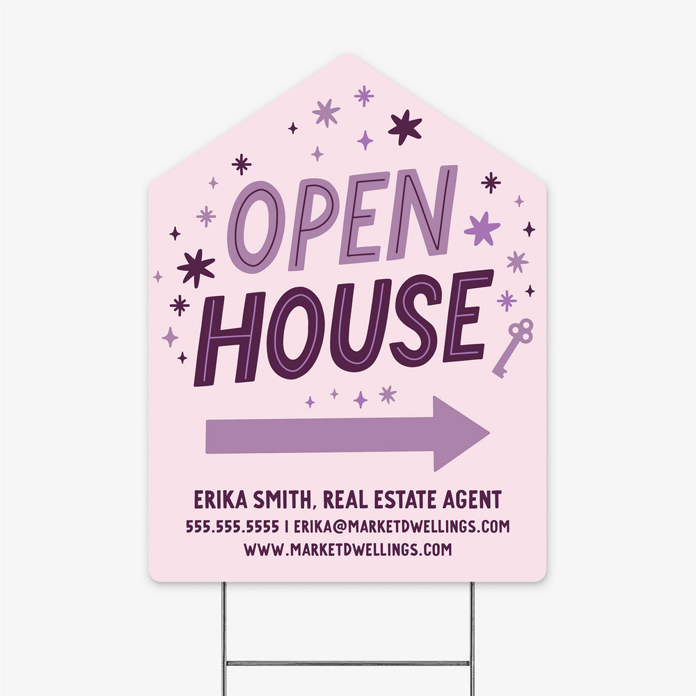 Open House Real Estate Yard Sign Yard Sign Market Dwellings LILAC 1