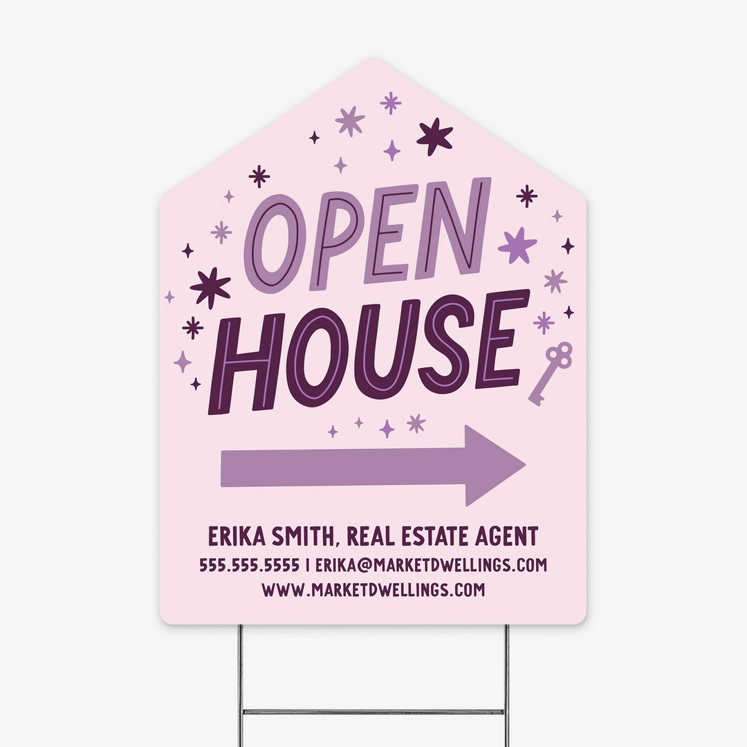 Customizable | Open House Real Estate Yard Sign | Photo Prop | DSY-11-AB Yard Sign Market Dwellings LILAC  