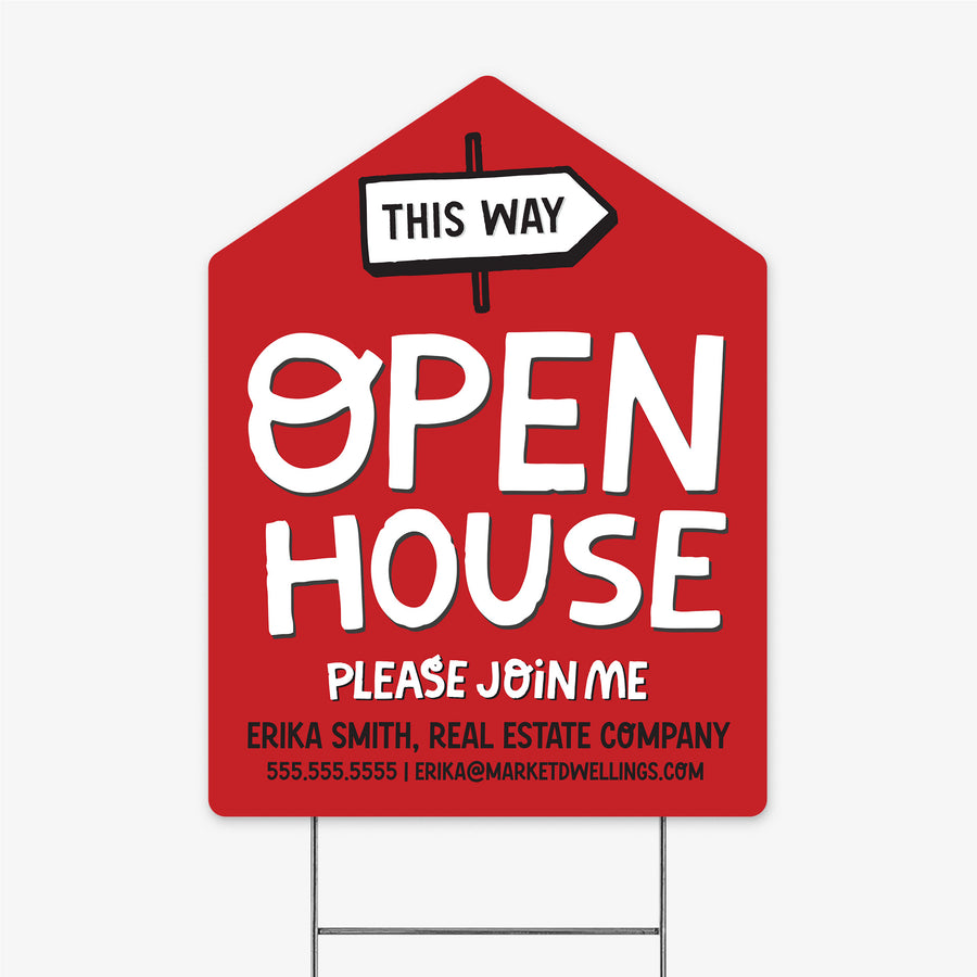 Customizable | Open House Real Estate Yard Sign Yard Sign Market Dwellings REGAL RED