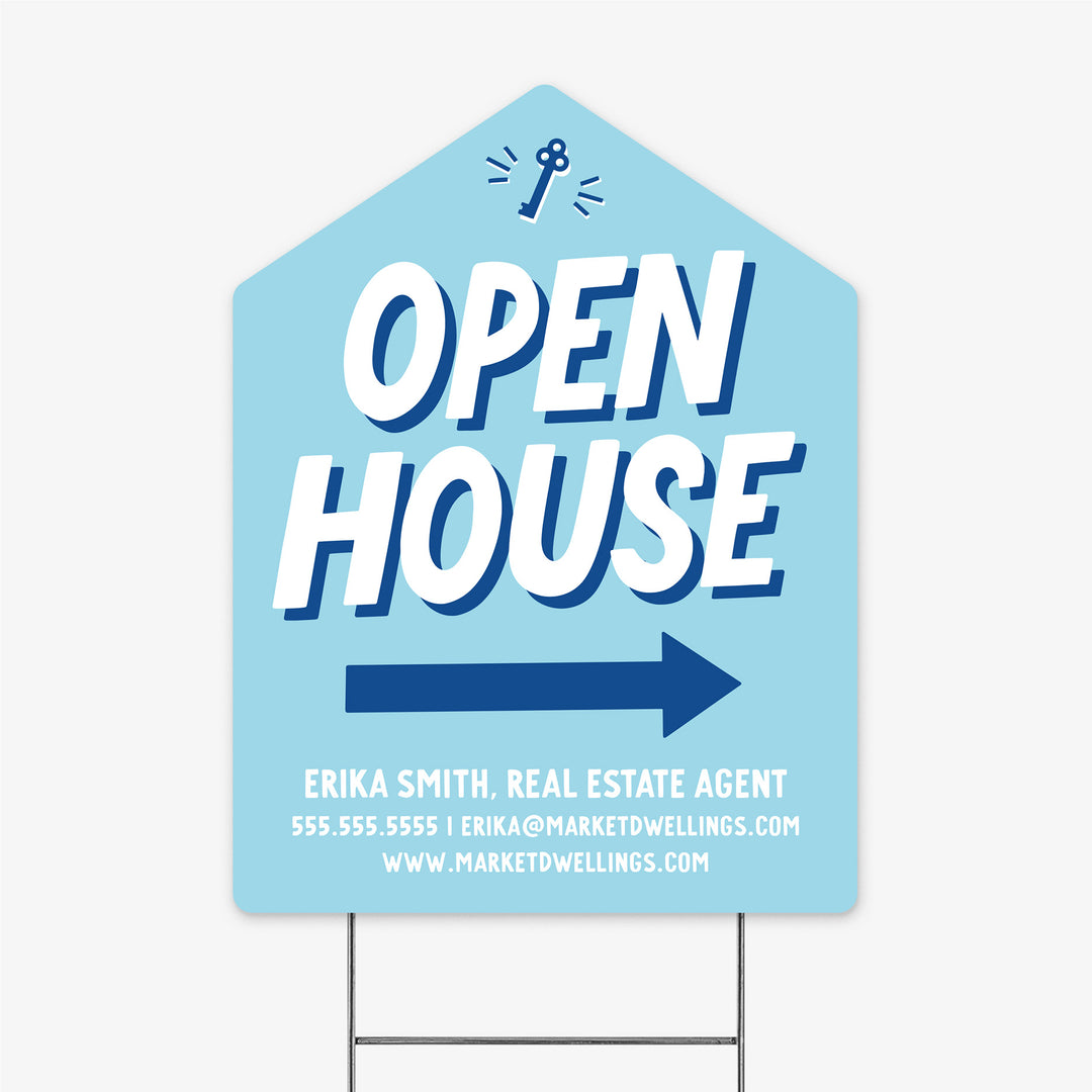 Customizable | Open House Real Estate Yard Sign Yard Sign Market Dwellings COBALT