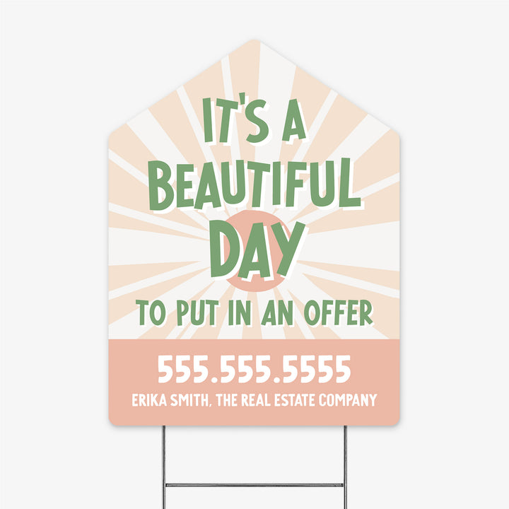 Customizable | It's a beautiful day to put in an offer | Real Estate Yard Sign | Photo Prop | DSY-17-AB Yard Sign Market Dwellings BLUSH  