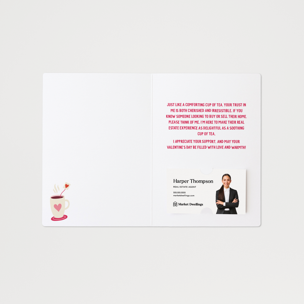 Set of You And Your Referrals Are My Cup Of Tea | Valentine's Day Greeting Cards | Envelopes Included | 115-GC001 Greeting Card Market Dwellings   