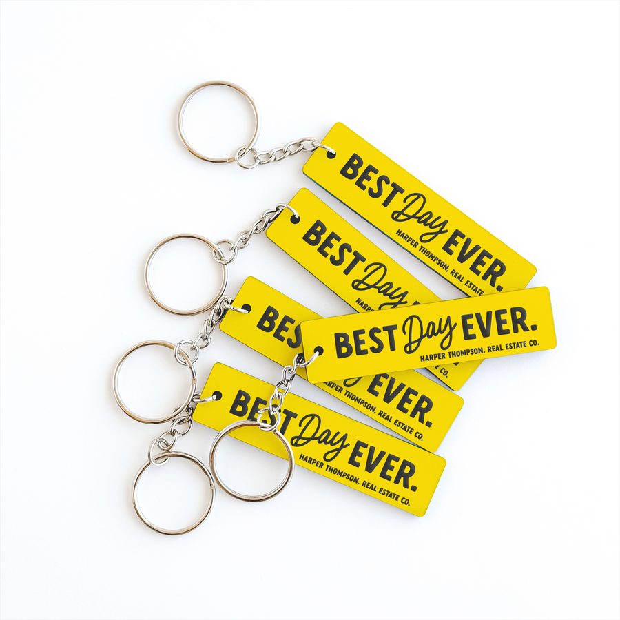 Customizable Best Day Ever Keychains Keychain Market Dwellings YELLOW SILVER