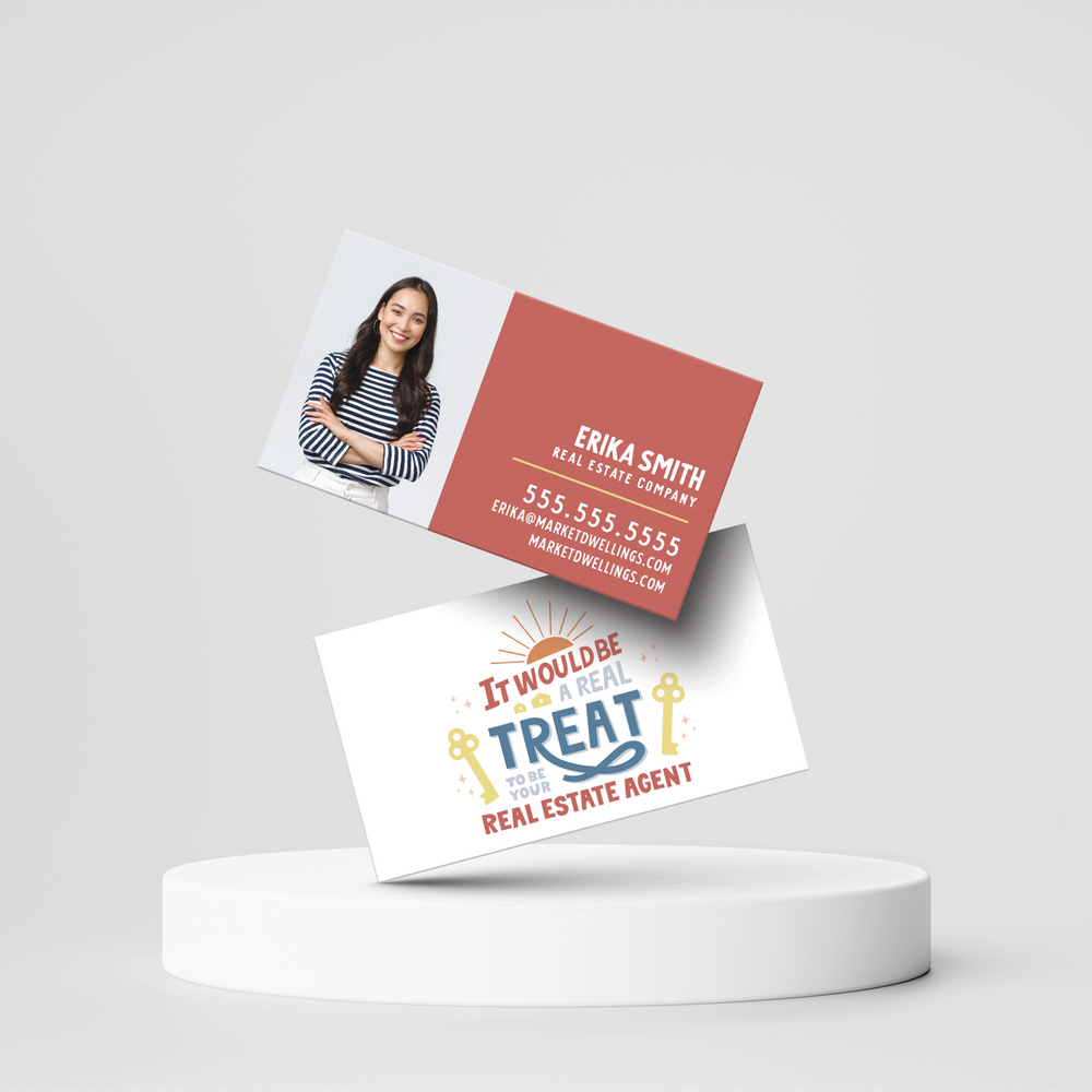 It Would Be a Real Treat to Be Your Real Estate Agent | Real Estate Business Cards Business Cards Market Dwellings