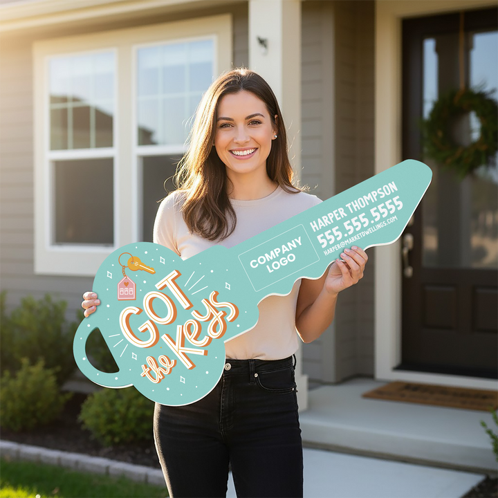 Customizable | Got The Keys Real Estate Key Sign | Photo Prop | DSY-21 Key Sign Market Dwellings