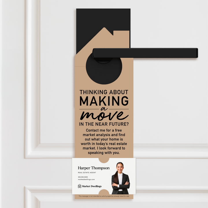 Thinking About Making A Move | Door Hanger | 2-DH002 Door Hanger Market Dwellings KRAFT  