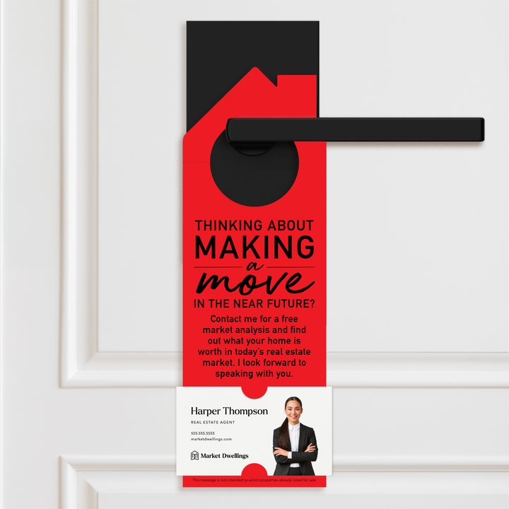 Thinking About Making A Move | Door Hanger | 2-DH002 Door Hanger Market Dwellings SCARLET  