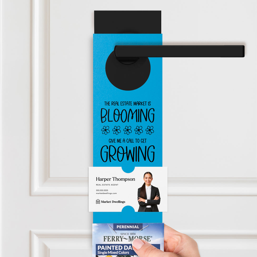 The Real Estate Market is Blooming | Door Hangers for Seed Packets | 2-DH003 Door Hanger Market Dwellings