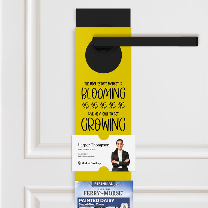 The Real Estate Market is Blooming | Door Hangers for Seed Packets | 2-DH003 Door Hanger Market Dwellings LEMON