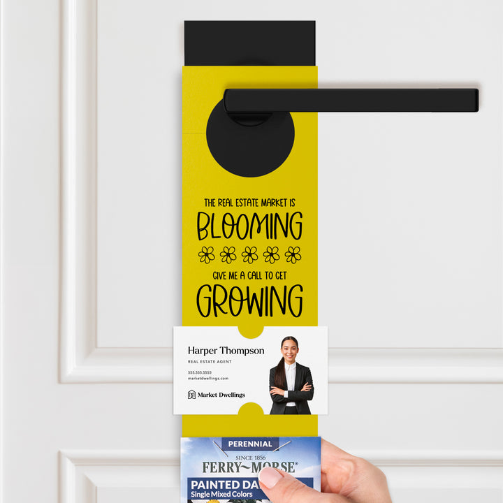 The Real Estate Market is Blooming | Door Hangers for Seed Packets | 2-DH003 Door Hanger Market Dwellings