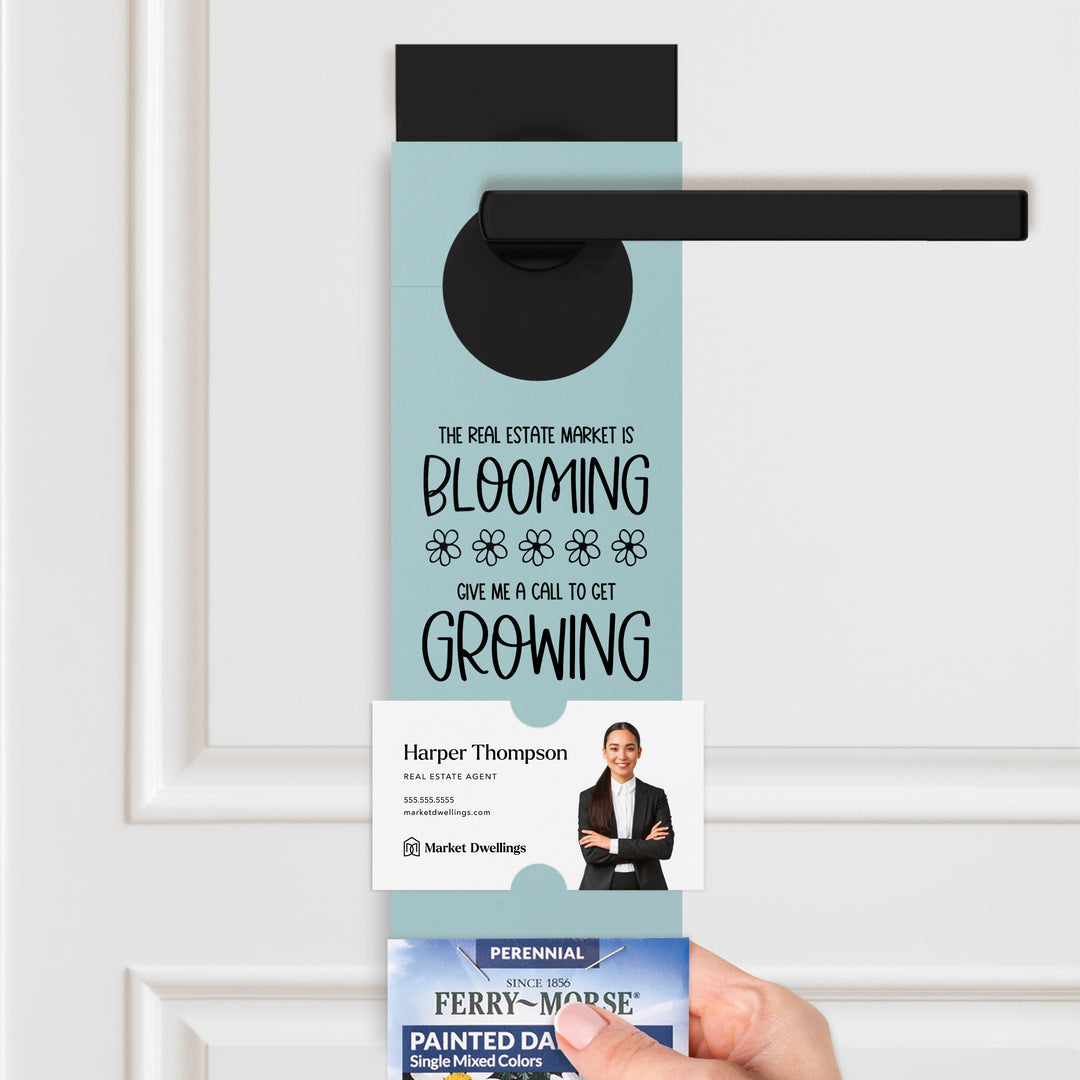 The Real Estate Market is Blooming | Door Hangers for Seed Packets | 2-DH003 Door Hanger Market Dwellings