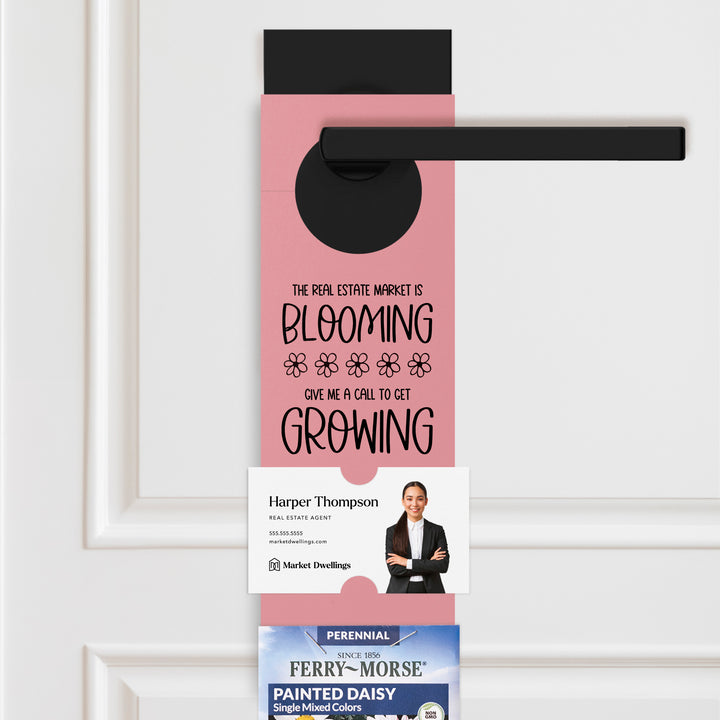 The Real Estate Market is Blooming | Door Hangers for Seed Packets | 2-DH003 Door Hanger Market Dwellings LIGHT PINK