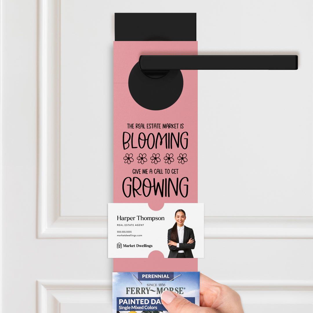 The Real Estate Market is Blooming | Door Hangers for Seed Packets | 2-DH003 Door Hanger Market Dwellings