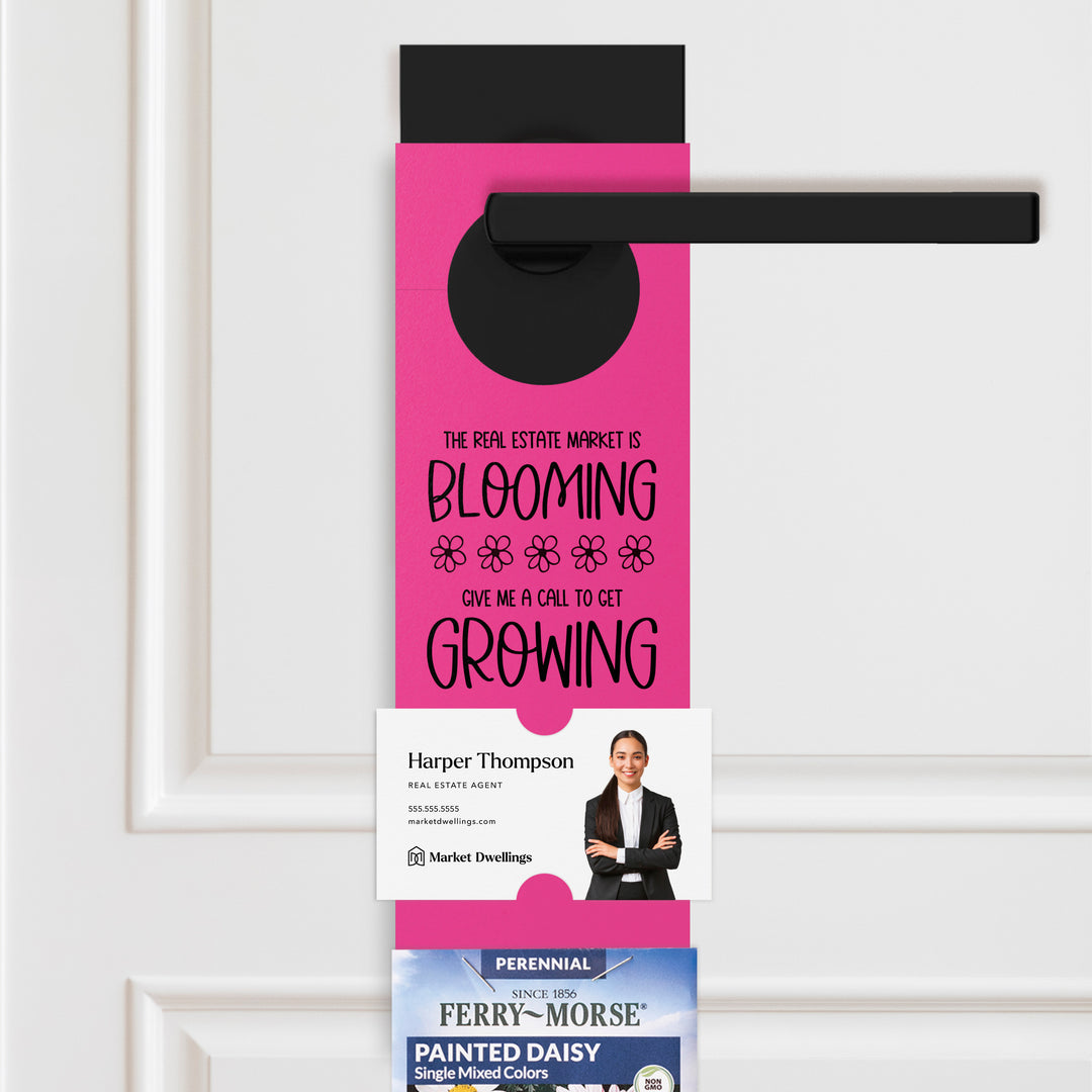 The Real Estate Market is Blooming | Door Hangers for Seed Packets | 2-DH003 Door Hanger Market Dwellings RAZZLE BERRY