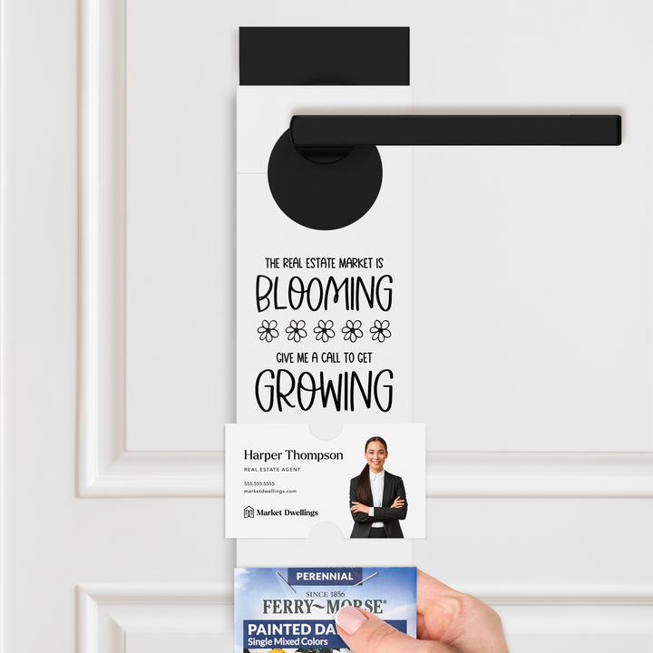 The Real Estate Market is Blooming | Door Hangers for Seed Packets | 2-DH003 Door Hanger Market Dwellings