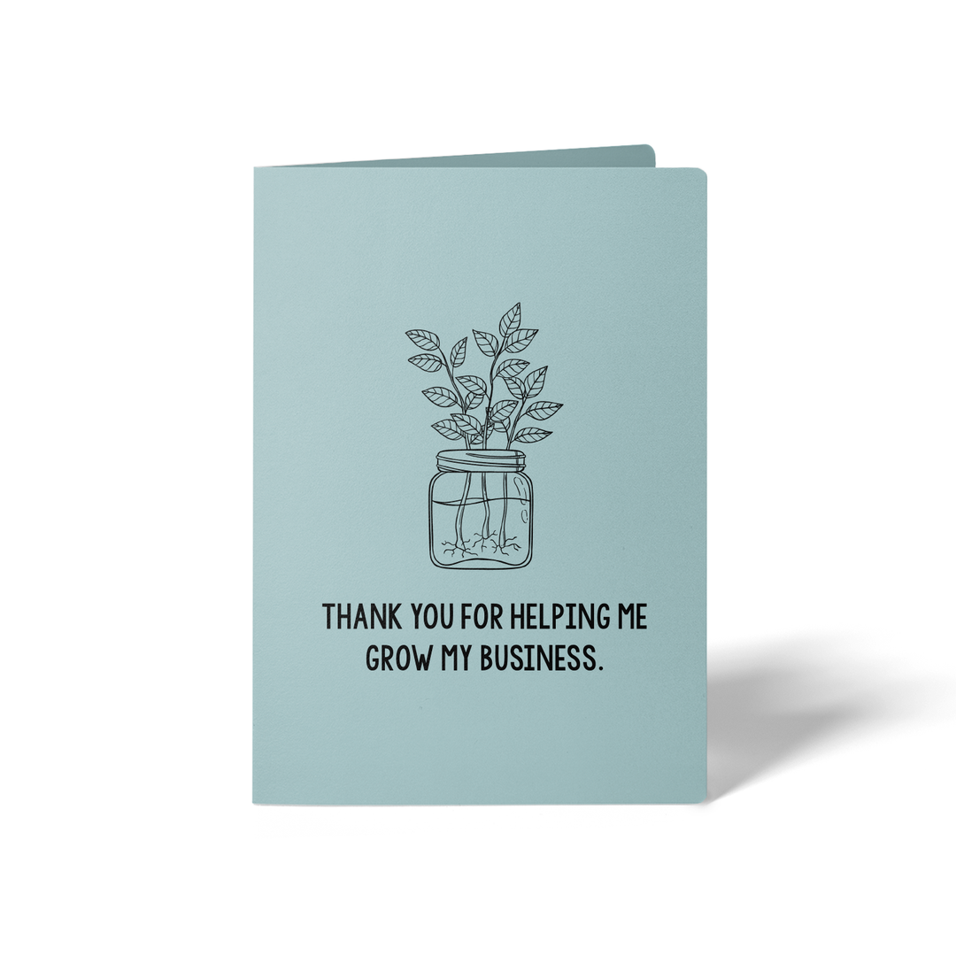 Set of Thank You For Helping Me Grow My Business Greeting Cards | Envelopes Included Greeting Card Market Dwellings LIGHT BLUE