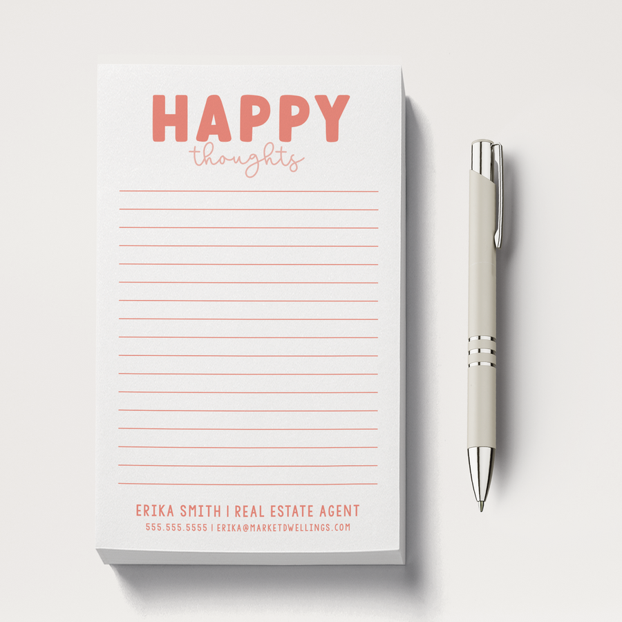 Set of Customizable Happy Thoughts Notepads | 5 x 8in | 50 Tear-Off Sheets | 2-SNP Notepad Market Dwellings   