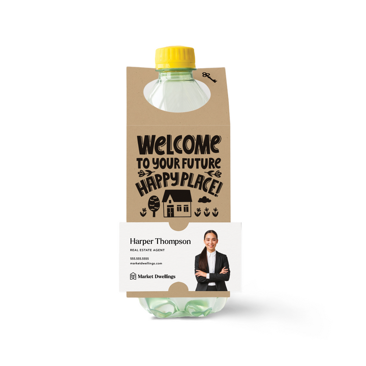 Welcome To Your Future Happy Place | Bottle Hang Tags Bottle Tag Market Dwellings KRAFT