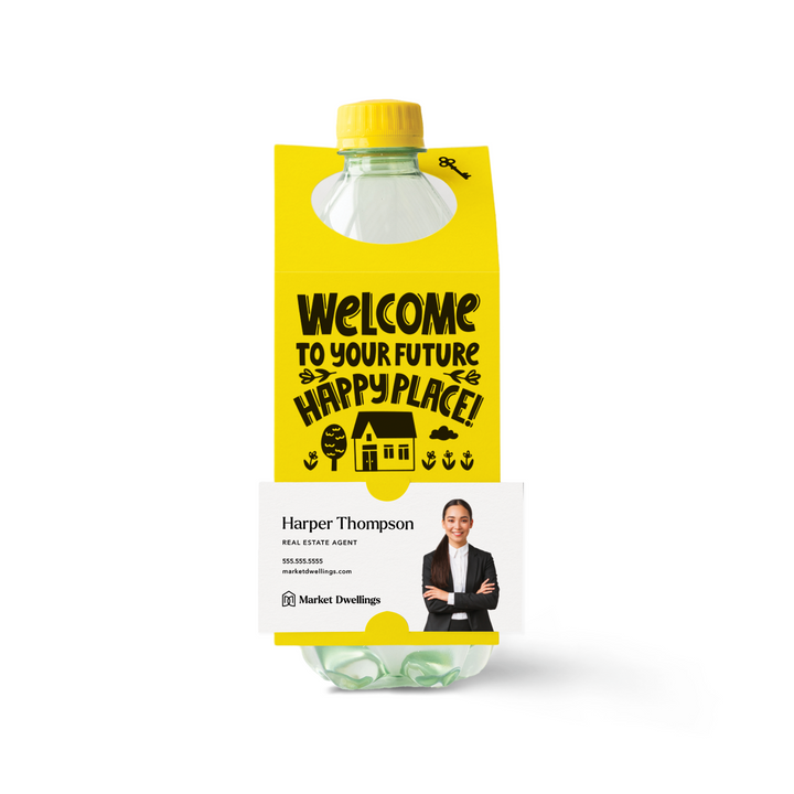 Welcome To Your Future Happy Place | Bottle Hang Tags Bottle Tag Market Dwellings LEMON