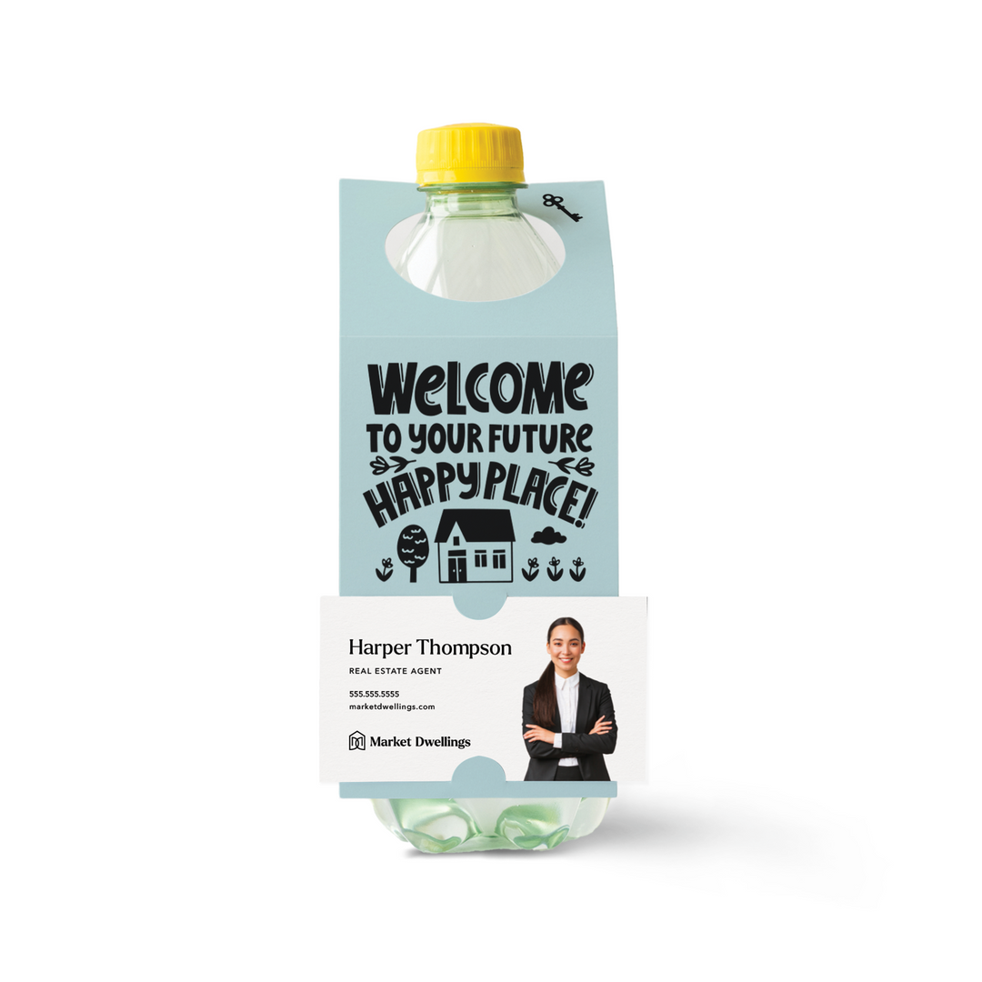 Welcome To Your Future Happy Place | Bottle Hang Tags Bottle Tag Market Dwellings LIGHT BLUE