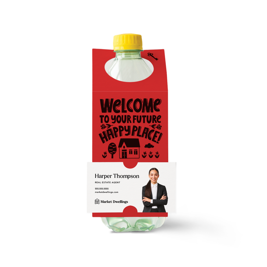 Welcome To Your Future Happy Place | Bottle Hang Tags Bottle Tag Market Dwellings SCARLET