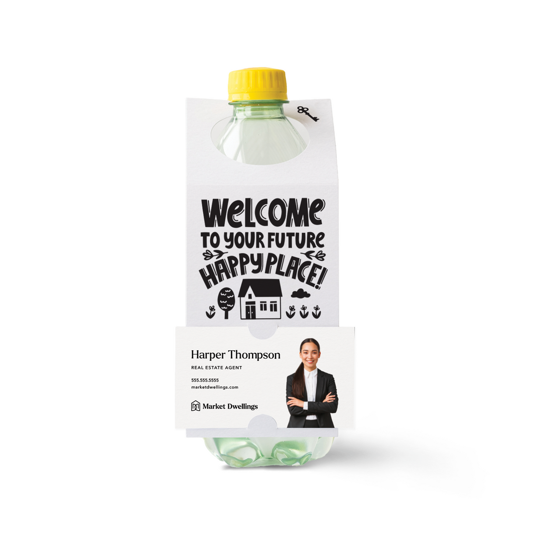 Welcome To Your Future Happy Place | Bottle Hang Tags Bottle Tag Market Dwellings WHITE