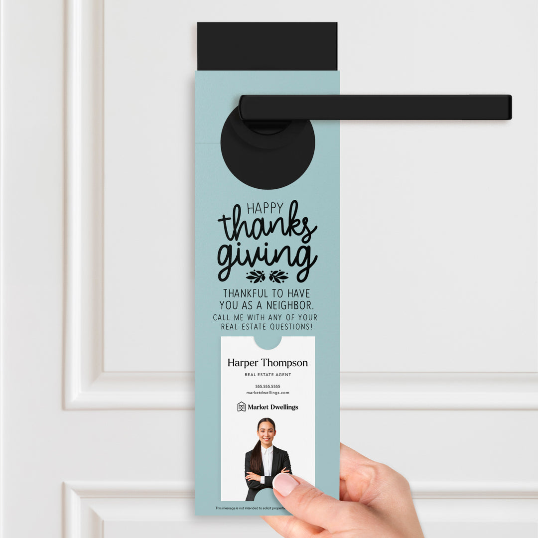 Vertical | Happy Thanksgiving Real Estate | Neighborhood Door Hangers | 20-DH005 Door Hanger Market Dwellings