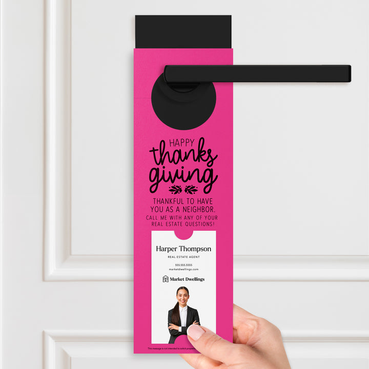 Vertical | Happy Thanksgiving Real Estate | Neighborhood Door Hangers | 20-DH005 Door Hanger Market Dwellings