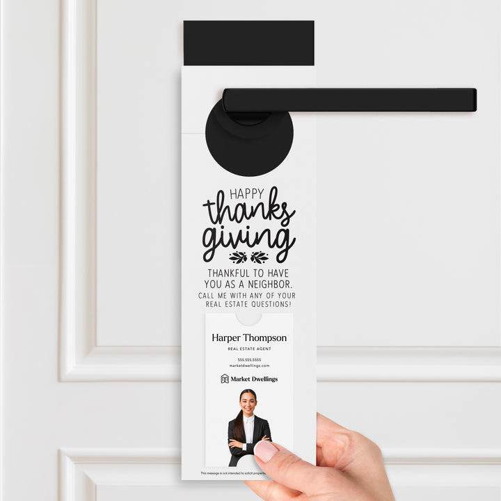 Vertical | Happy Thanksgiving Real Estate | Neighborhood Door Hangers | 20-DH005 Door Hanger Market Dwellings