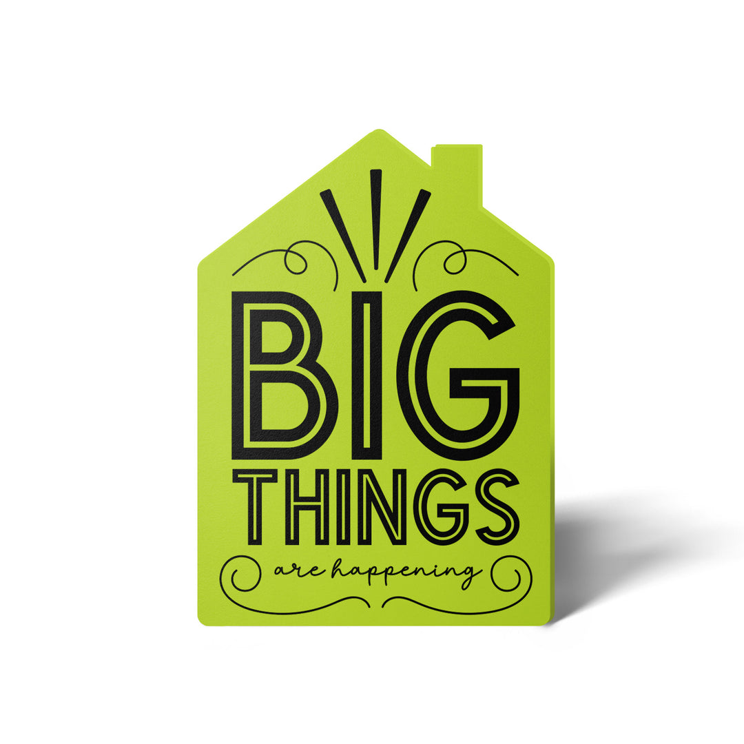 Set of "Big Things Are Happening" New Real Estate Agent Introduction Greeting Cards | Envelopes Included | 20-GC002 Greeting Card Market Dwellings GREEN APPLE