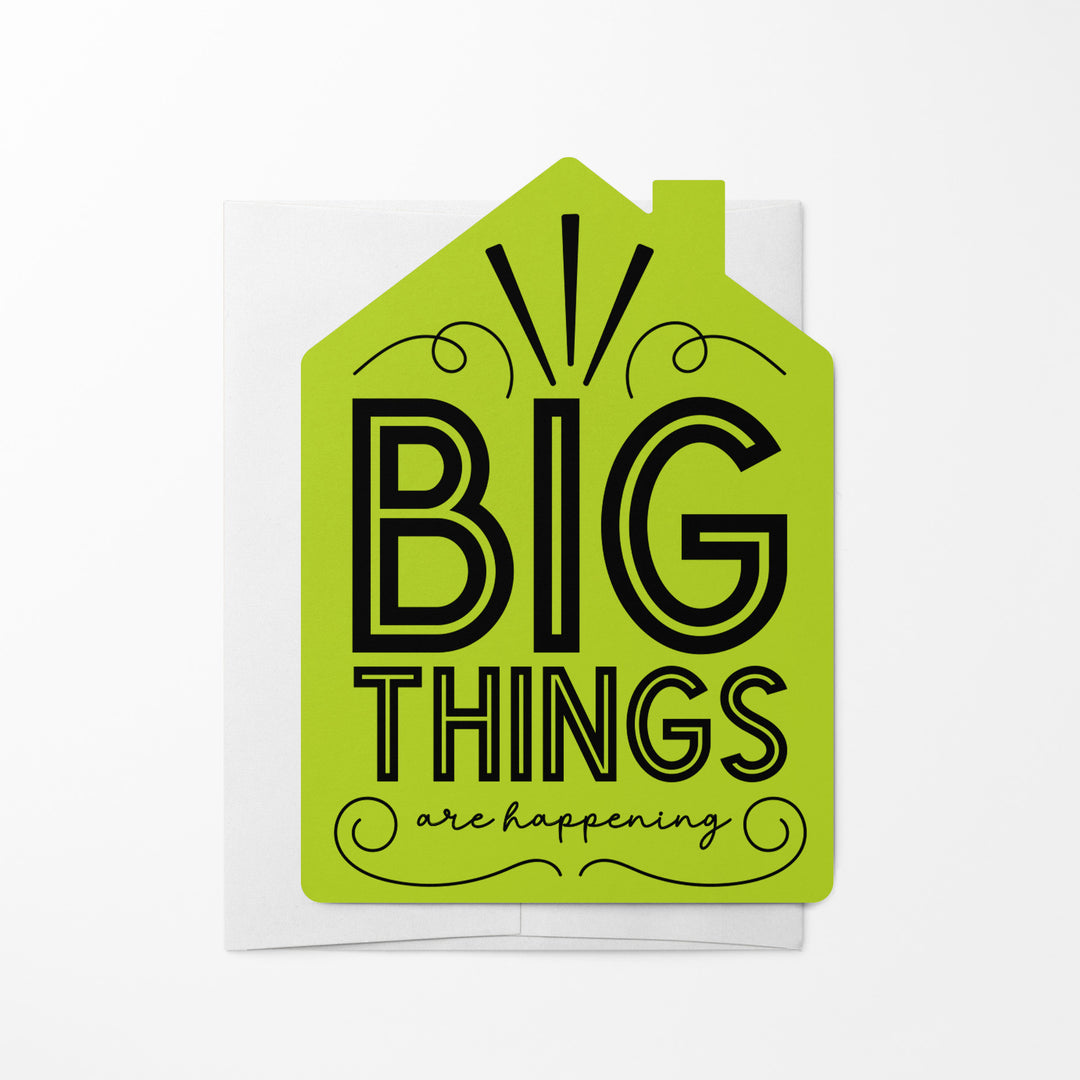 Set of "Big Things Are Happening" New Real Estate Agent Introduction Greeting Cards | Envelopes Included | 20-GC002 Greeting Card Market Dwellings