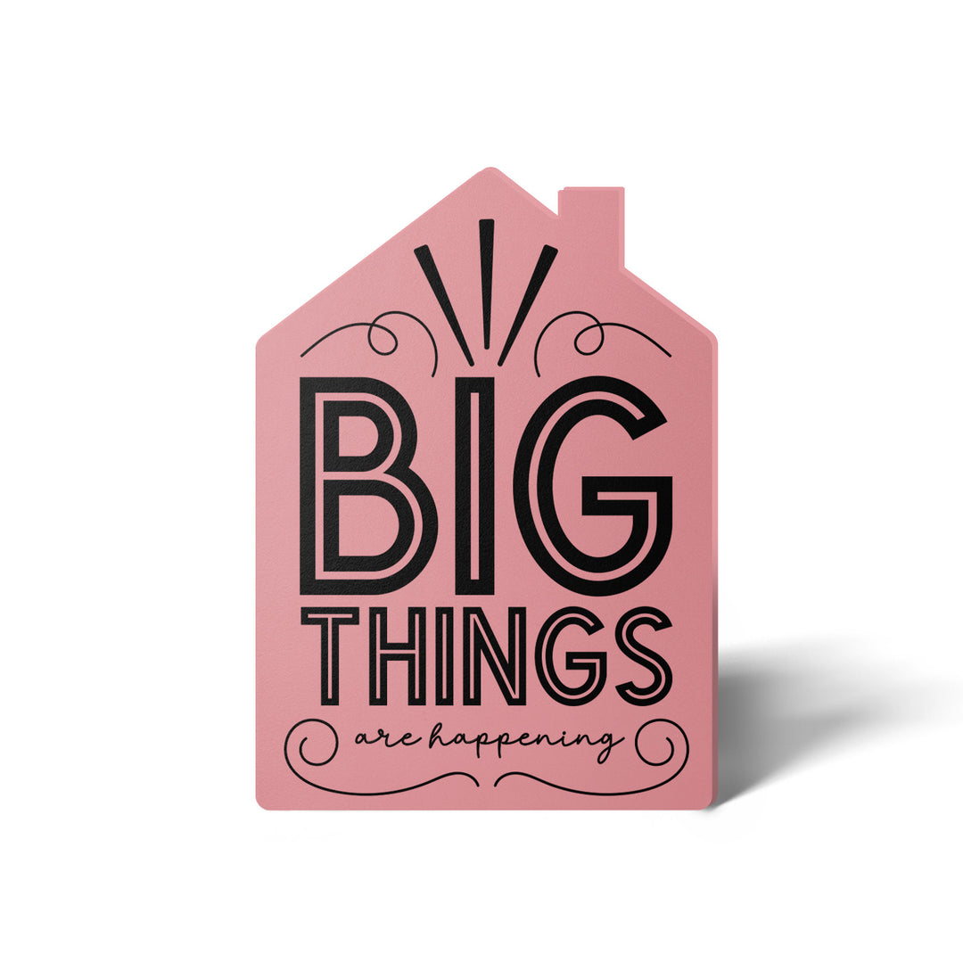 Set of "Big Things Are Happening" New Real Estate Agent Introduction Greeting Cards | Envelopes Included | 20-GC002 Greeting Card Market Dwellings LIGHT PINK