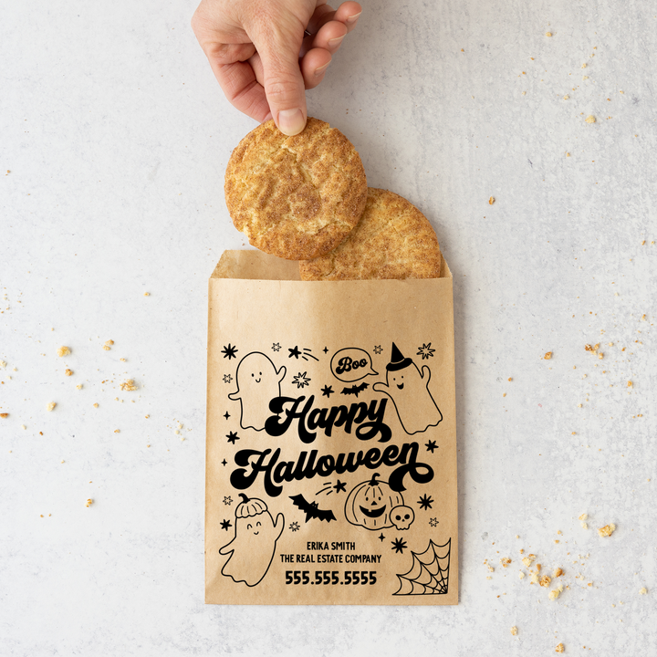 Customizable | Set of Happy Halloween Treat Bags | 22-BB Bakery Bag Market Dwellings KRAFT  
