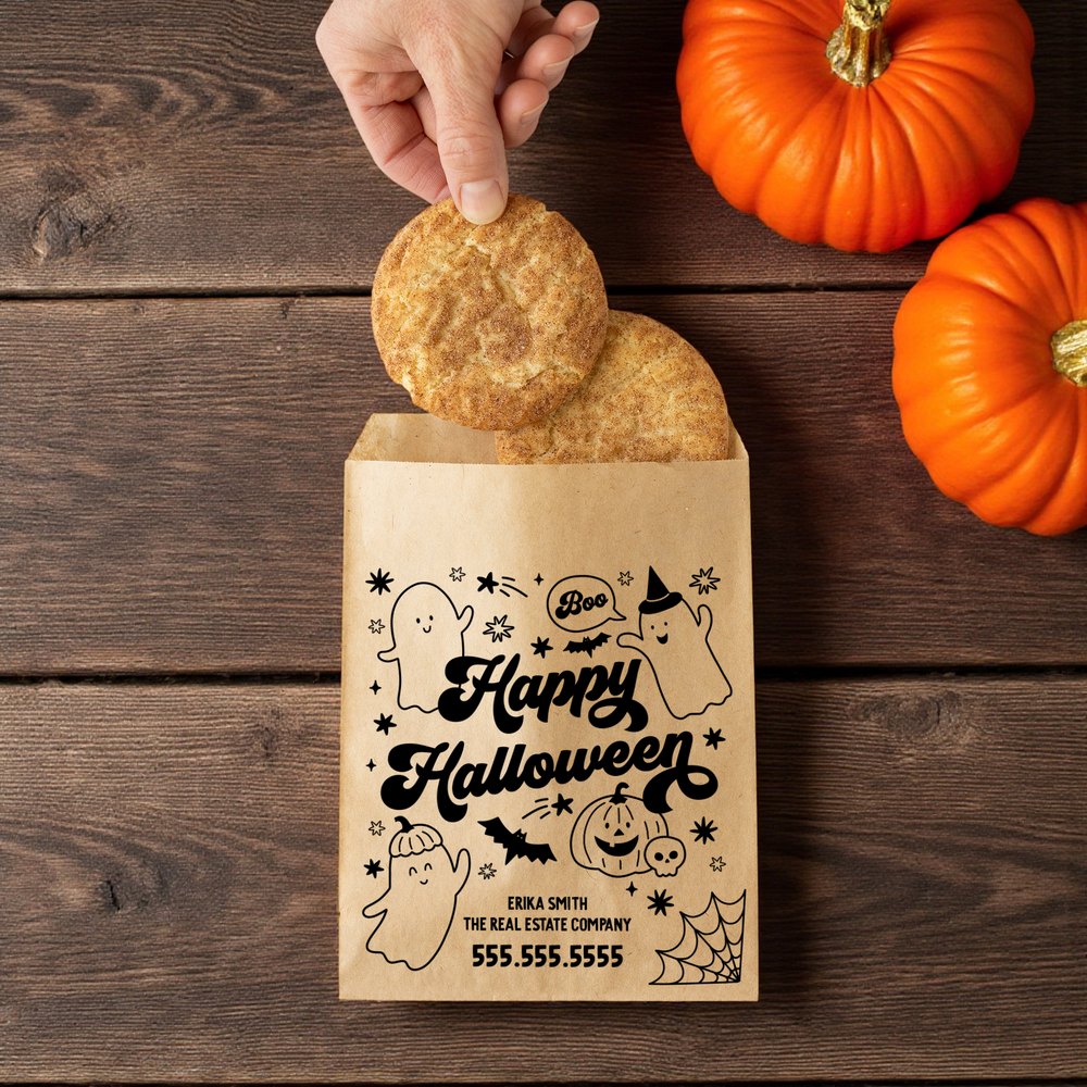 Customizable | Set of Happy Halloween Treat Bags | 22-BB Bakery Bag Market Dwellings