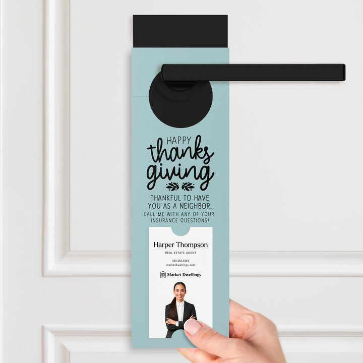 Vertical | Happy Thanksgiving Insurance | Neighborhood Door Hangers | 22-DH005 Door Hanger Market Dwellings